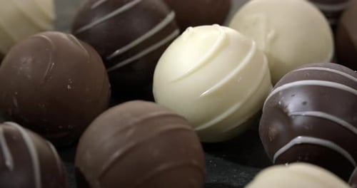 Close up of chocolate truffles