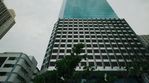 Modern Office Skyscraper in Bangkok LowAngle View Thailand