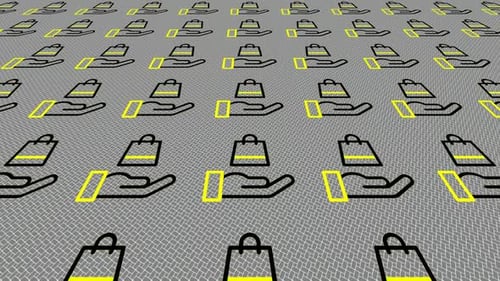 Dynamic Background with Animated Shopping Icons, Unique Design, Exclusive
