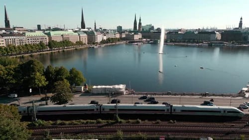 Ciudad de Hamburgo desde arriba Vista aérea panorámica del lago Inner Alster Binnenalster en Hamburgo