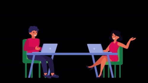 Two People are Talking at the Table Alpha Channel 4K