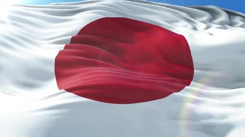 Waving Japanese Flag Realistic Loop Animation