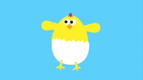 Cartoon Cute Yellow Chick Dancing 4K