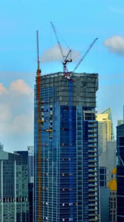 Vertical View Of Singapore Skyline and High-rise Buildings