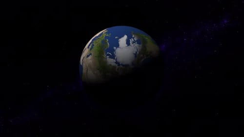 Animation of Earth planet seen from space, Asteroids Cloud and cosmos, Near Orbiting, stars. 1681