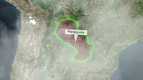 Paraguay Country Map Pinpoint Reveal and Outline Highlight