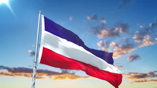 Seamless Loop Waving Flag with Blue White Red Stripes