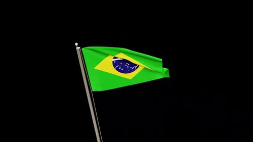 Brazil Flag Waving Motion Graphic on Transparent Background