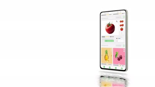 Smartphone App Displaying Online Grocery Shopping and Delivery Confirmation