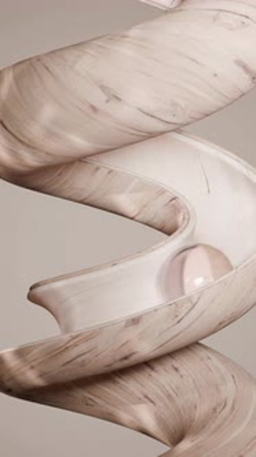 Looping 3D Animation of Sphere Sliding Down Spiral Track Minimal Abstract Motion