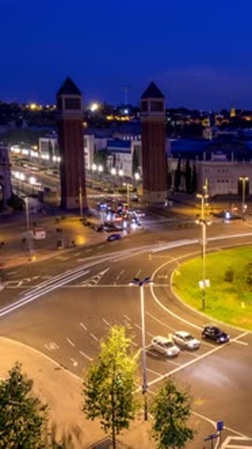 Timelapse of Placa d'Espanya Barcelona Spain