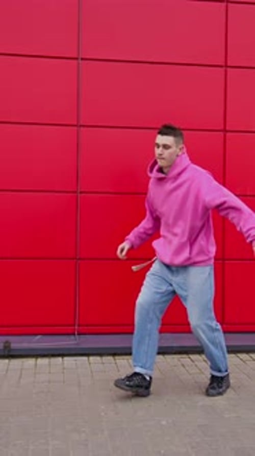 Vertical Video Happy Street Dancer Dancing Outdoor Modern Dance Choreography