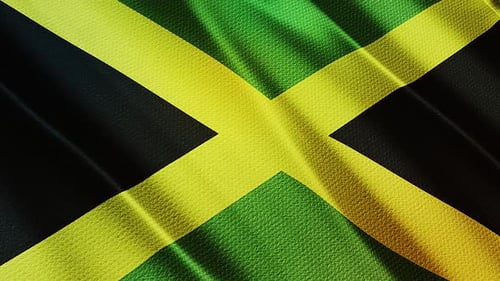 Realistic Waving Jamaican Flag Loop Animation