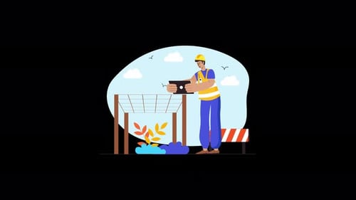Trabajador de la construcción con equipo de seguridad en el sitio