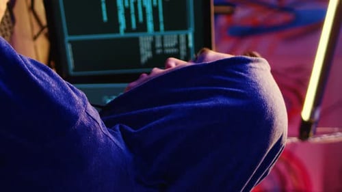 Vertical Video Anxious Hacker Hiding in Bunker