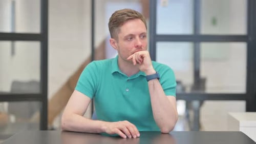 Pensive Mature Adult Man Brainstorming New Idea