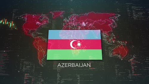 Azerbaijan Stock Market Chart Background With Flag