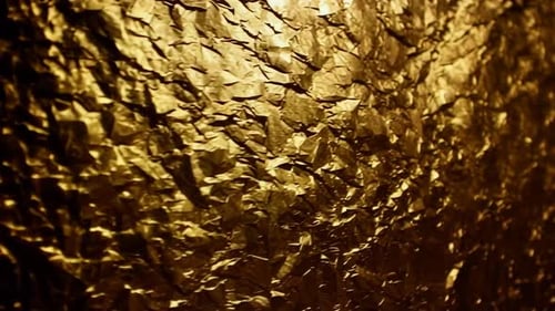 Shiny Metallic Gold Crumpled Paper Surface
