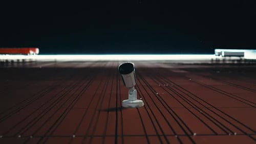 Retro Microphone on a Dark Stage with Spotlight