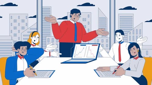 Animated Business Meeting Presentation Flat Design