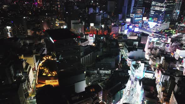 Aerial Footage of Modern Metropolis High Rise Buildings Lights and ...
