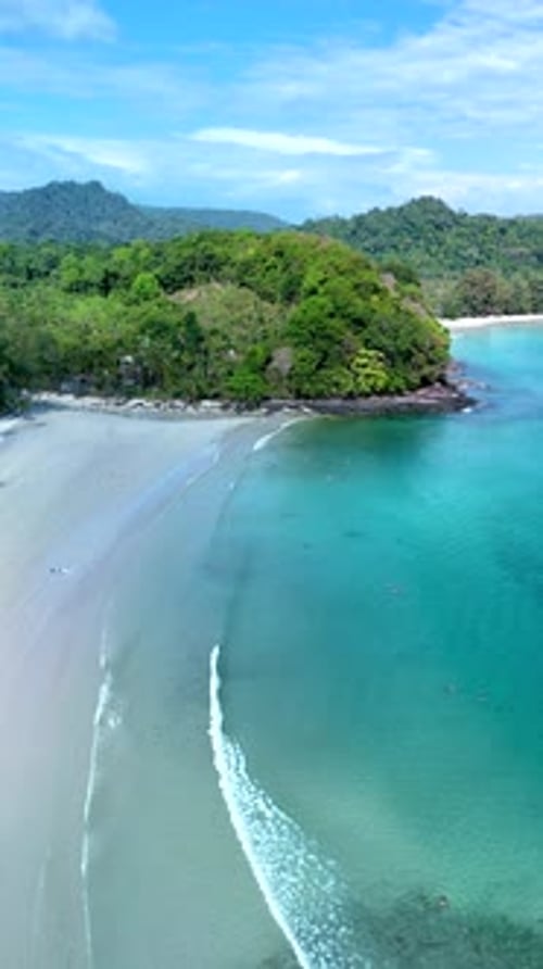 Picturesque Tropical Beach with White Sand Aerial View