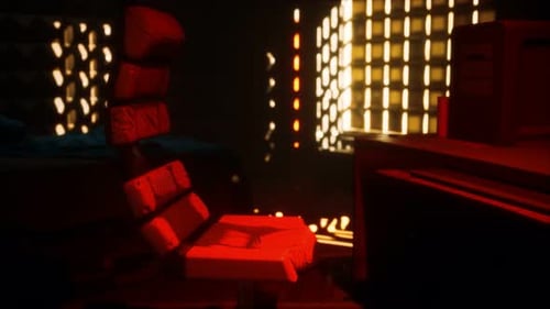 Sci Fi Futuristic Interior with Neon Lights