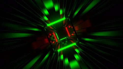 Red And Green Corrugated Neon Strobe Tunnel Background Vj Loop In 4K