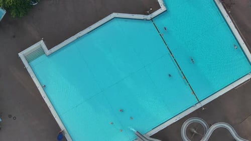 Aerial view of modern pools and greenery, Germany.