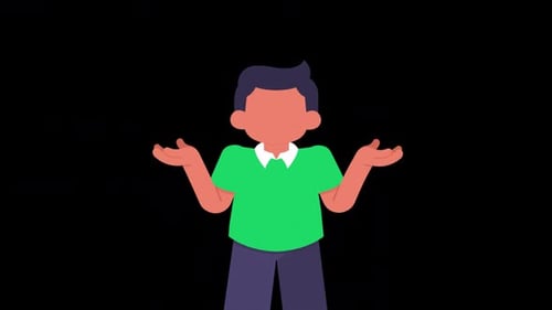 Animated Flat Design Character Shrugging Gesture Loop