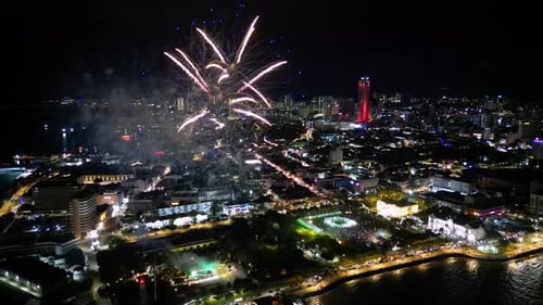 Aerial view fire performance at Padang Kota Lama