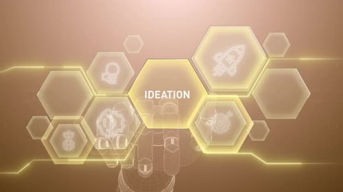 Ideenfindung Handberührung, Digitale Transformation, Wissenschaft und künstliche Intelligenz, Innovation