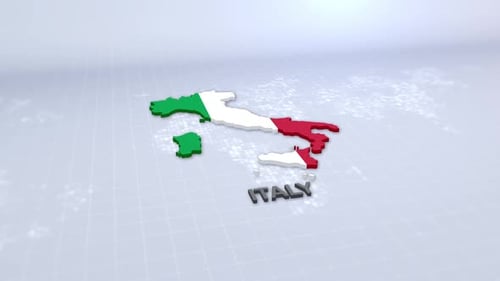 3D Rotating Map of Italy with Italian Flag