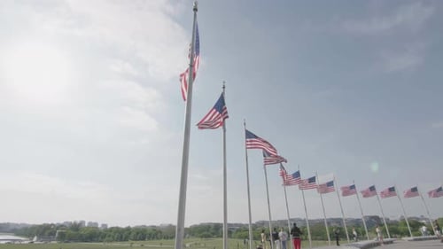 American Flags Wave in Washington DC