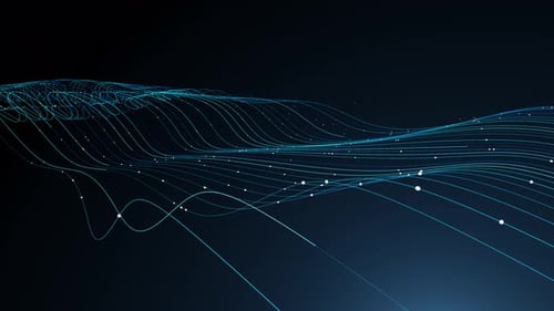 Abstract Blue Shiny Glowing Lines of Energy - Seamless Loop Animation with Particles and Dots