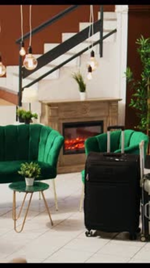 Vertical Video Empty Tropical Resort Lounge Area