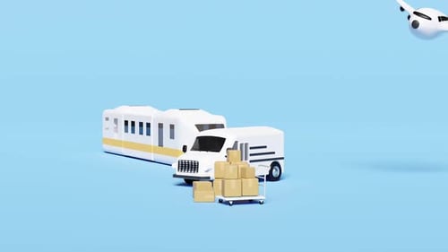 Animated Transportation Icons for Global Logistics and Delivery
