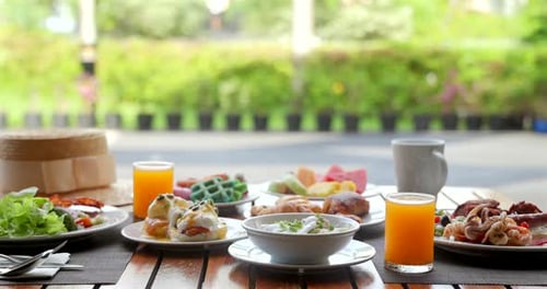 Delicious Breakfast Buffet Variety Outdoor Setting