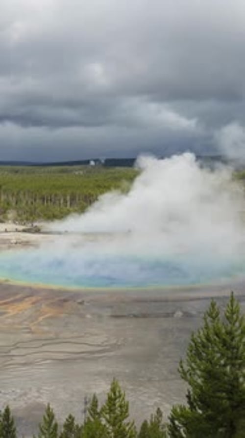 Grand Prismatic Overlook Yellowstone National Park Wyoming USA Vertical Video
