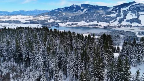 Winter Wonderland Aerial View of Snowy Mountain Landscape