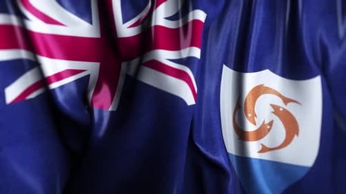 Realistic Anguilla Flag Waving in Slow Motion