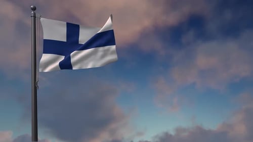 Finland Flag Waving Realistic Loop Animation