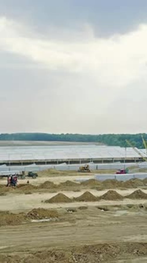 Farm construction in progress. New future building farm for livestock