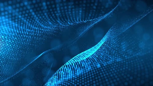 Digitale 4K-Partikeldatenwelle | Hintergrundschleife zur abstrakten Netzwerkflusstechnologie