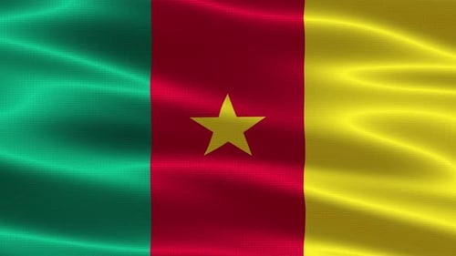Cameroon Flag Waving Loop with Realistic Fabric Texture