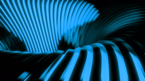 Les lignes 3D se déplacent dans le plafond du tunnel en descendant. Structure 3D d'un tourbillon de lignes