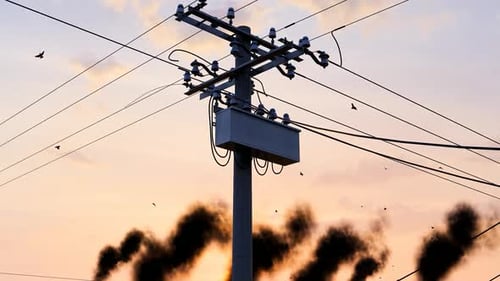 Red eléctrica rural de alta tensión y fuente de alimentación