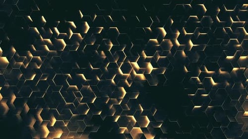 Shimmering Golden Hexagon Pattern Abstract Background