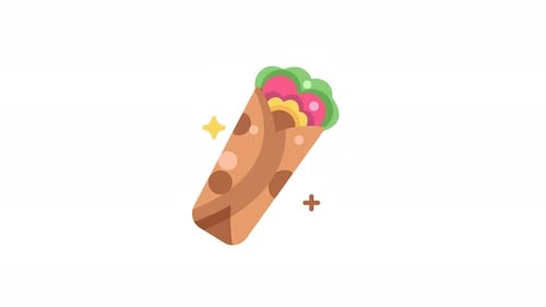 Animated Burrito Icon Flat Style