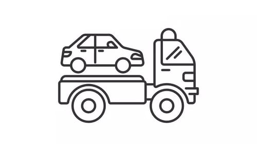 Animated Tow Truck Icon with Flashing Siren Light
